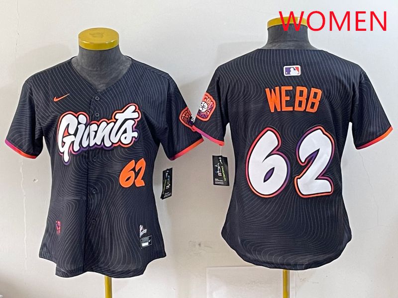 Women San Francisco Giants #62 Webb Black Joint Name Nike 2025 MLB Jersey style 8->women mlb jersey->Women Jersey
